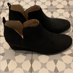 Brinley Co. Wedged Perforated Heel Bootie